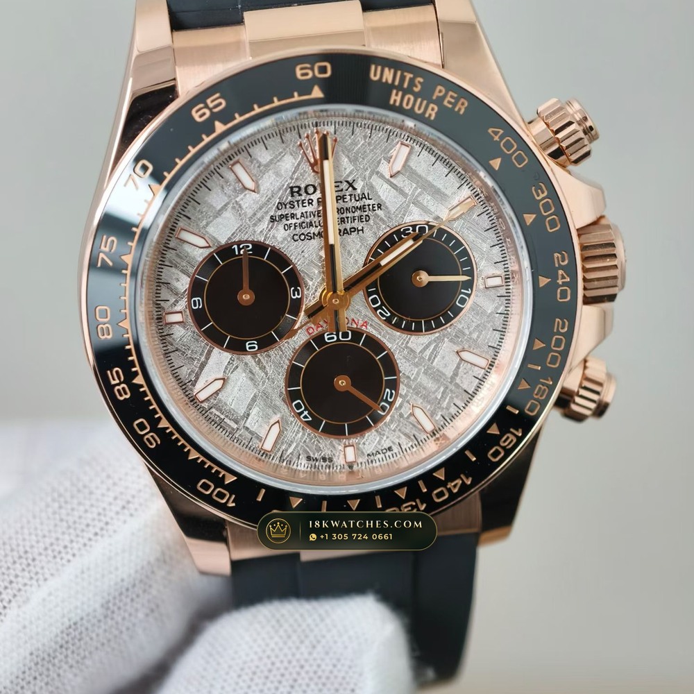 Rolex Cosmograph Daytona Gibeon Meteorite Dial 18K Everose Gold Ref. 126515 — Studio Gallery Plate IV in 18K Rose Gold Au750 (160.9g Verified Mass, Rolex Manufacture Cal. 4131 - 72h Power Reserve)