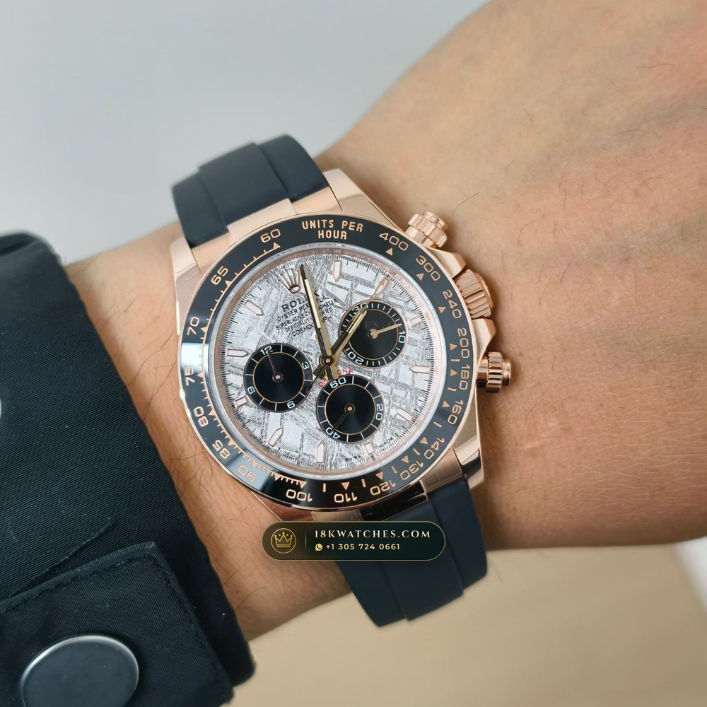 Rolex Cosmograph Daytona Gibeon Meteorite Dial 18K Everose Gold Ref. 126515 — Studio Gallery Plate VIII in 18K Rose Gold Au750 (160.9g Verified Mass, Rolex Manufacture Cal. 4131 - 72h Power Reserve)