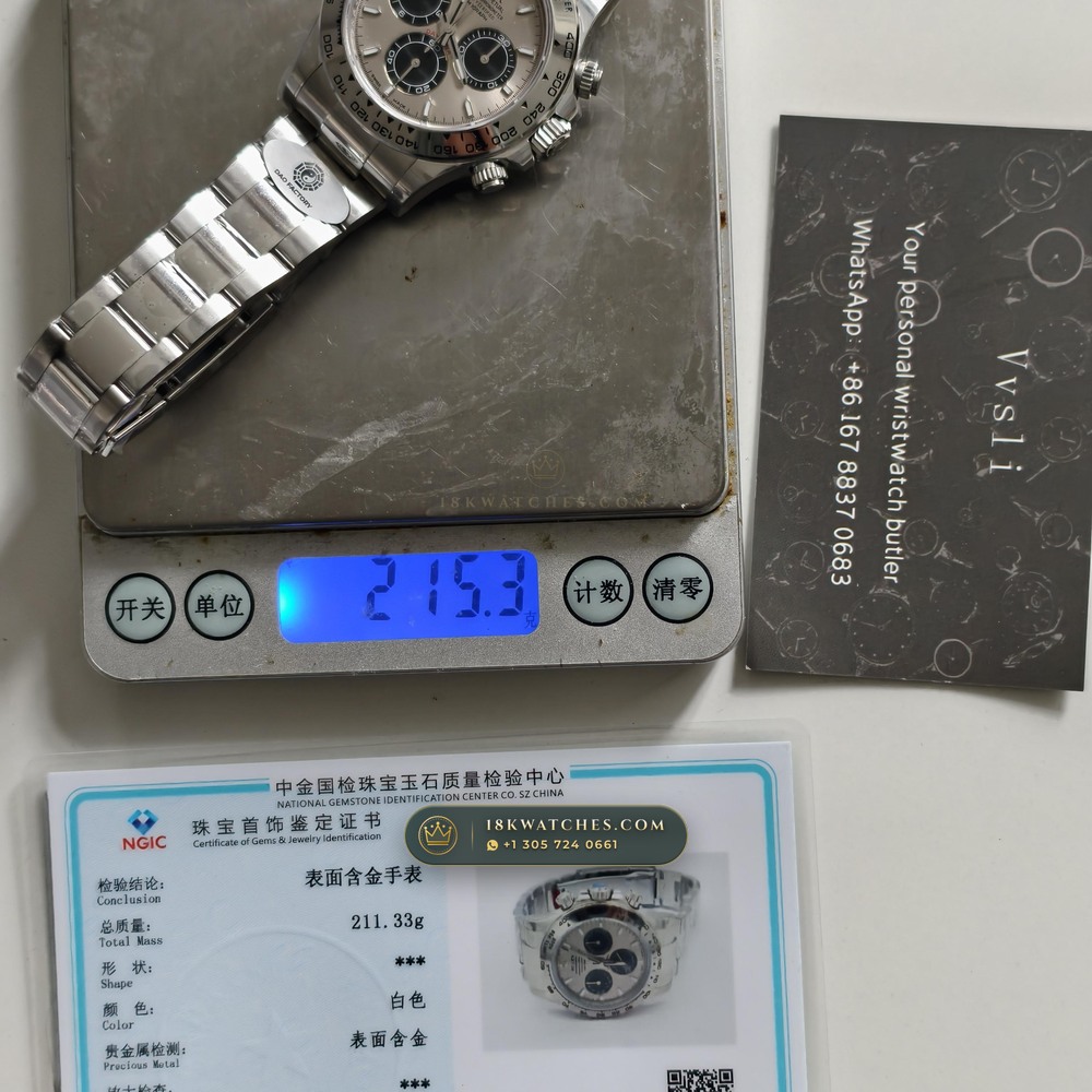 Rolex Cosmograph Daytona 18K White Gold Deep Crystal Optics Ref. 126509 — Studio Gallery Plate VIII in 18K White Gold Au750 (216.3g Verified Mass, Rolex Manufacture Cal. 4131 - 72h Power Reserve)