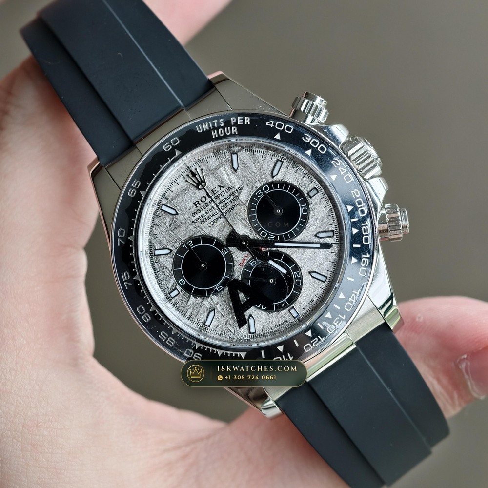 Rolex Cosmograph Daytona Gibeon Meteorite Dial 18K White Gold Ref. 126519 — Studio Gallery Plate II in 18K White Gold Au750 (160.6g Verified Mass, Rolex Manufacture Cal. 4131 - 72h Power Reserve)
