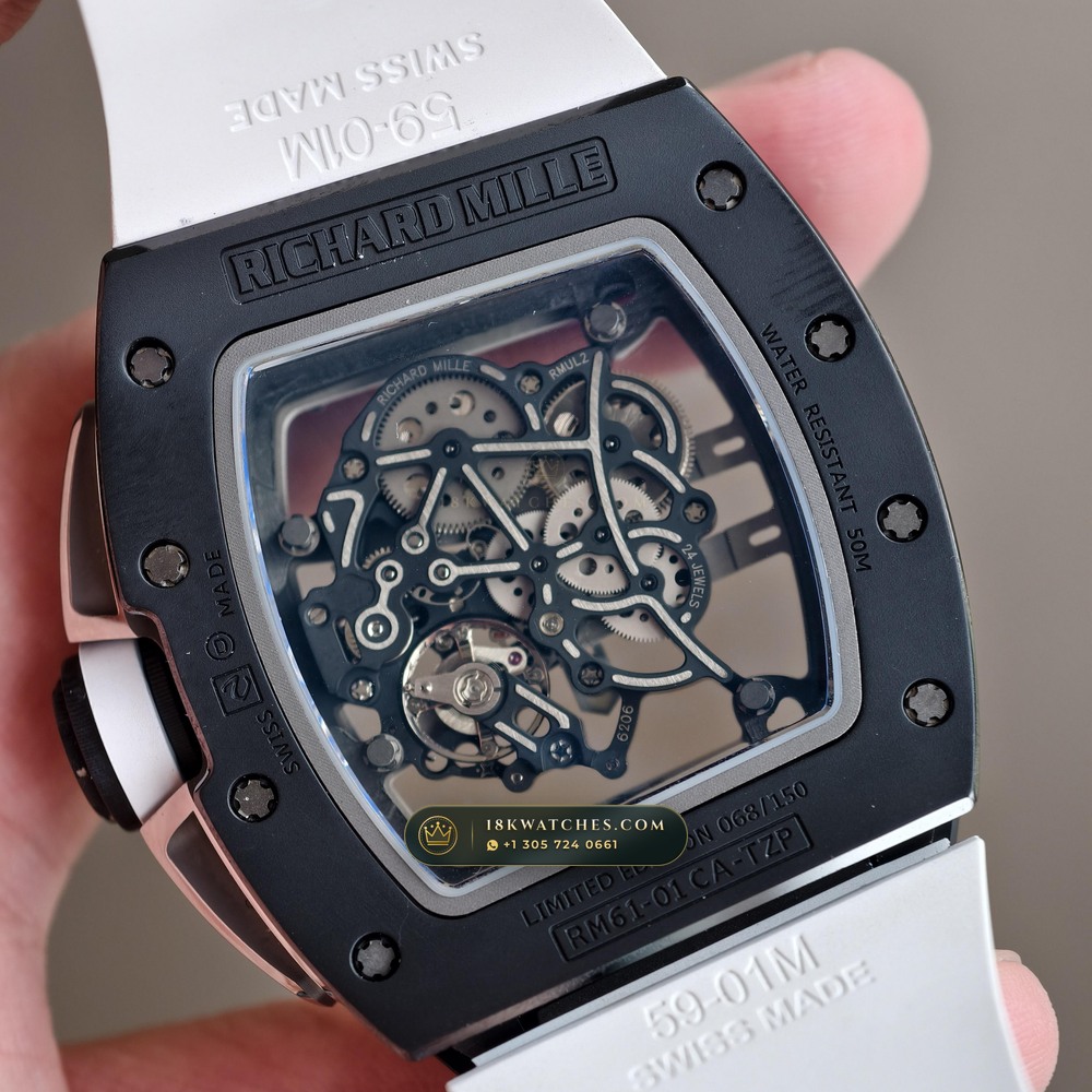 Richard Mille RM 61-01 Yohan Blake Asymmetric Carbon TPT Skeleton — Studio Gallery Plate VII in Carbon TPT & Grade 5 Titanium (55.6g Verified Mass, Richard Mille Cal. RMUL2 Free-Sprung Skeleton)