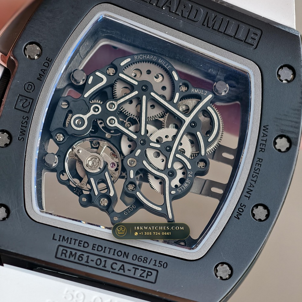Richard Mille RM 61-01 Yohan Blake Asymmetric Carbon TPT Skeleton — Studio Gallery Plate VIII in Carbon TPT & Grade 5 Titanium (55.6g Verified Mass, Richard Mille Cal. RMUL2 Free-Sprung Skeleton)
