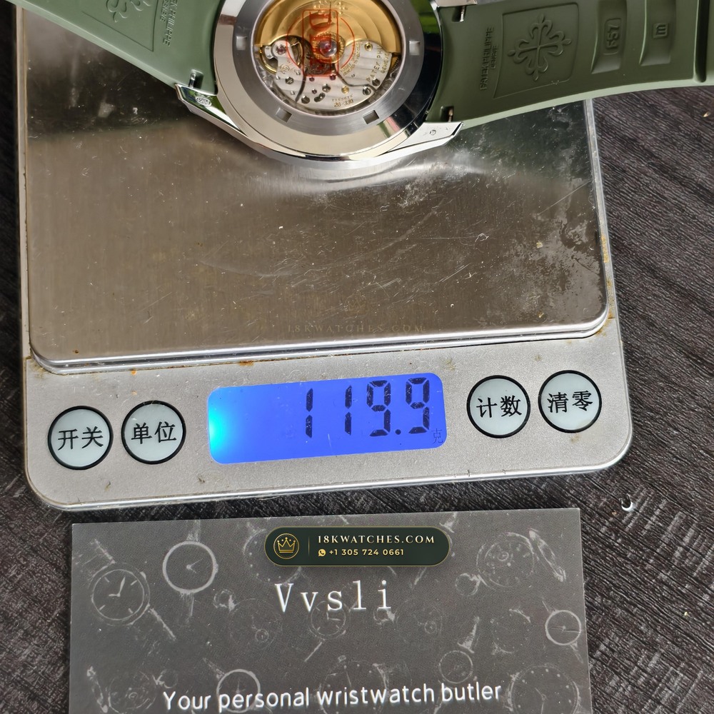 Patek Philippe Aquanaut Jumbo 42.2mm 18K White Gold Sapphire Caseback Spec Ref. 5168G — Studio Gallery Plate IX in 18K White Gold Au750 (120.4g Verified Mass, Patek Philippe Cal. 324 S C - 21K Gold Rotor)