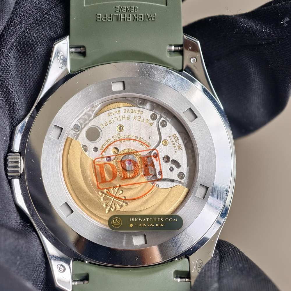 Patek Philippe Aquanaut Jumbo 42.2mm 18K White Gold Sapphire Caseback Spec Ref. 5168G — Studio Gallery Plate VII in 18K White Gold Au750 (120.4g Verified Mass, Patek Philippe Cal. 324 S C - 21K Gold Rotor)