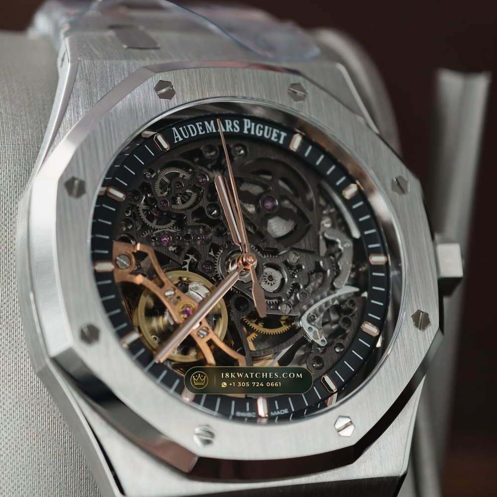 Audemars Piguet Royal Oak Double Balance Wheel Openworked 41mm Chronometer Regulated Spec Ref. 15407ST.OO.1220ST.01 — Studio Gallery Plate III in 904L Stainless Steel Custom Architecture (161.8g Verified Mass, Audemars Piguet Cal. 3132 Dual-Balance Openworked)