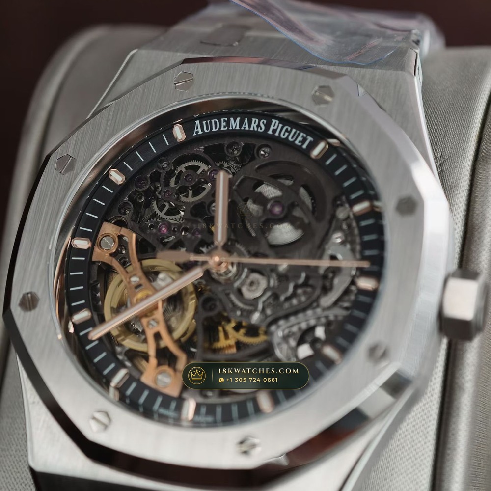 Audemars Piguet Royal Oak Double Balance Wheel Openworked 41mm Chronometer Regulated Spec Ref. 15407ST.OO.1220ST.01 — Studio Gallery Plate IV in 904L Stainless Steel Custom Architecture (161.8g Verified Mass, Audemars Piguet Cal. 3132 Dual-Balance Openworked)