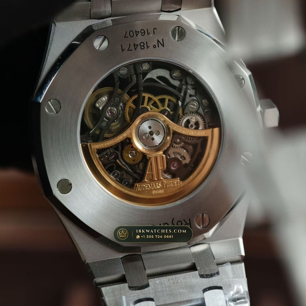 Audemars Piguet Royal Oak Double Balance Wheel Openworked 41mm Chronometer Regulated Spec Ref. 15407ST.OO.1220ST.01 — Studio Gallery Plate VIII in 904L Stainless Steel Custom Architecture (161.8g Verified Mass, Audemars Piguet Cal. 3132 Dual-Balance Openworked)