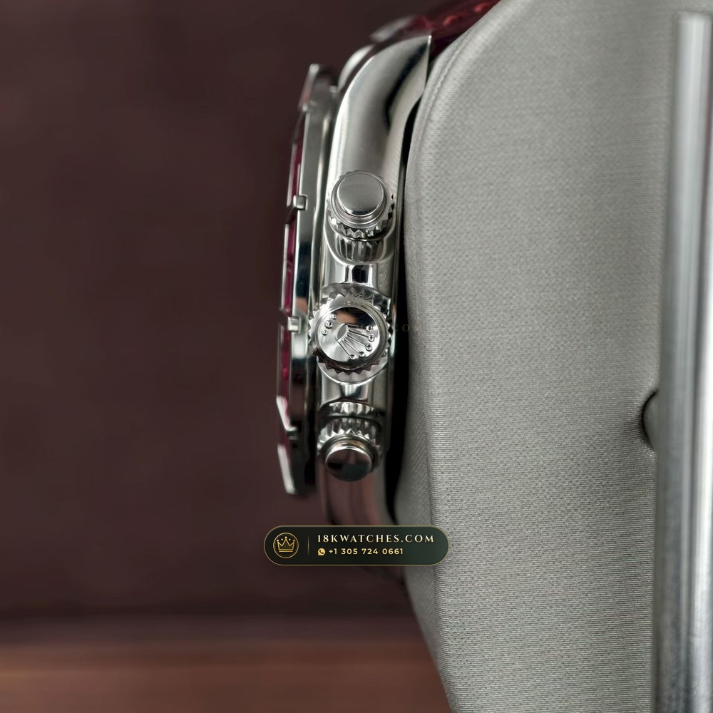 Rolex Cosmograph Daytona Off-Catalogue Baguette Ruby Bezel & Meteorite Dial 18K White Gold Ref. 116589SALV — Studio Gallery Plate V in 18K White Gold Au750 (160.3g Verified Mass, Rolex Manufacture Cal. 4130 - 72h Power Reserve)