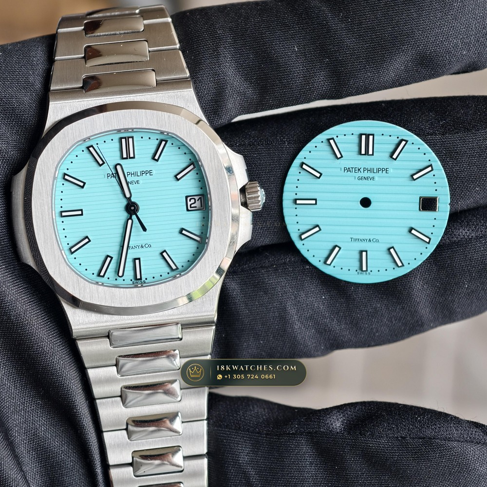 Patek Philippe Nautilus Self-Winding Tiffany Blue Dial Hand-Finished Buff Dial Ref. 5711/1A-018