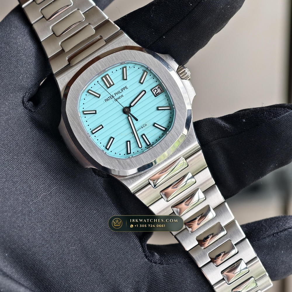 Patek Philippe Nautilus Self-Winding Tiffany Blue Dial Hand-Finished Buff Dial Ref. 5711/1A-018 — Studio Gallery Plate III in 904L Stainless Steel Custom Architecture (115.2g Verified Mass, Patek Philippe Cal. 26-330 S C / Cal. 324 S C - 21K Gold Rotor)