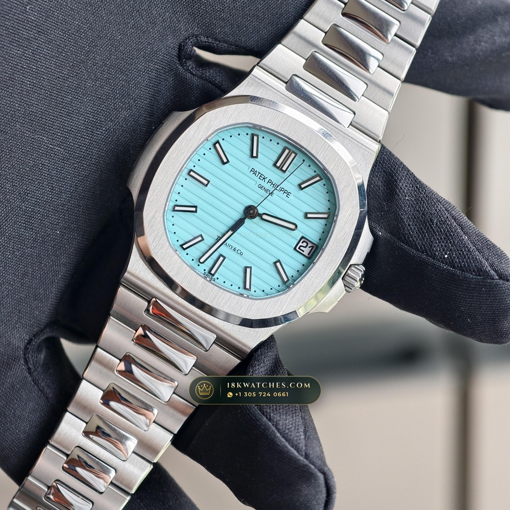 Patek Philippe Nautilus Self-Winding Tiffany Blue Dial Hand-Finished Buff Dial Ref. 5711/1A-018 — Studio Gallery Plate IV in 904L Stainless Steel Custom Architecture (115.2g Verified Mass, Patek Philippe Cal. 26-330 S C / Cal. 324 S C - 21K Gold Rotor)
