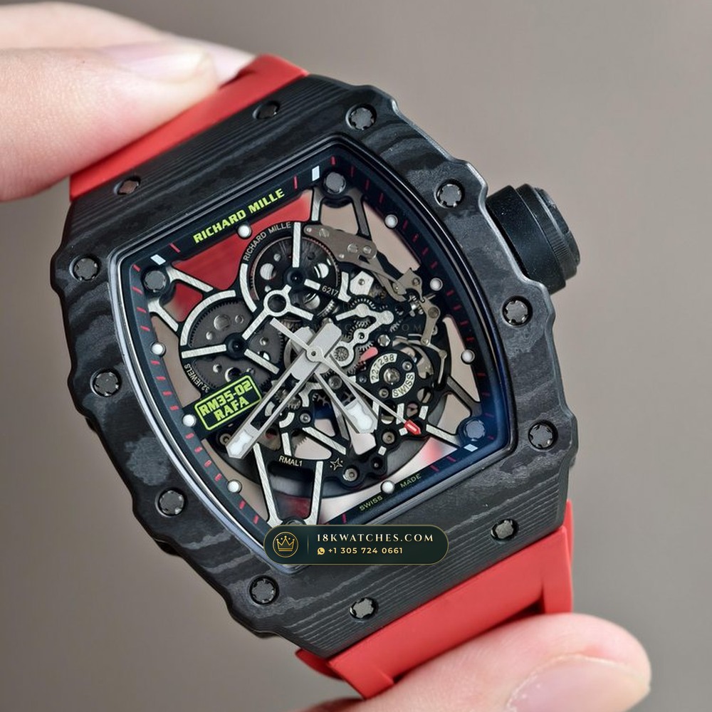 Richard Mille RM 35-02 Rafael Nadal Automatic Carbon TPT Skeleton — Studio Gallery Plate II in Carbon TPT & Grade 5 Titanium (50.2g Verified Mass, Richard Mille Cal. RMAL1 Variable-Geometry Rotor)