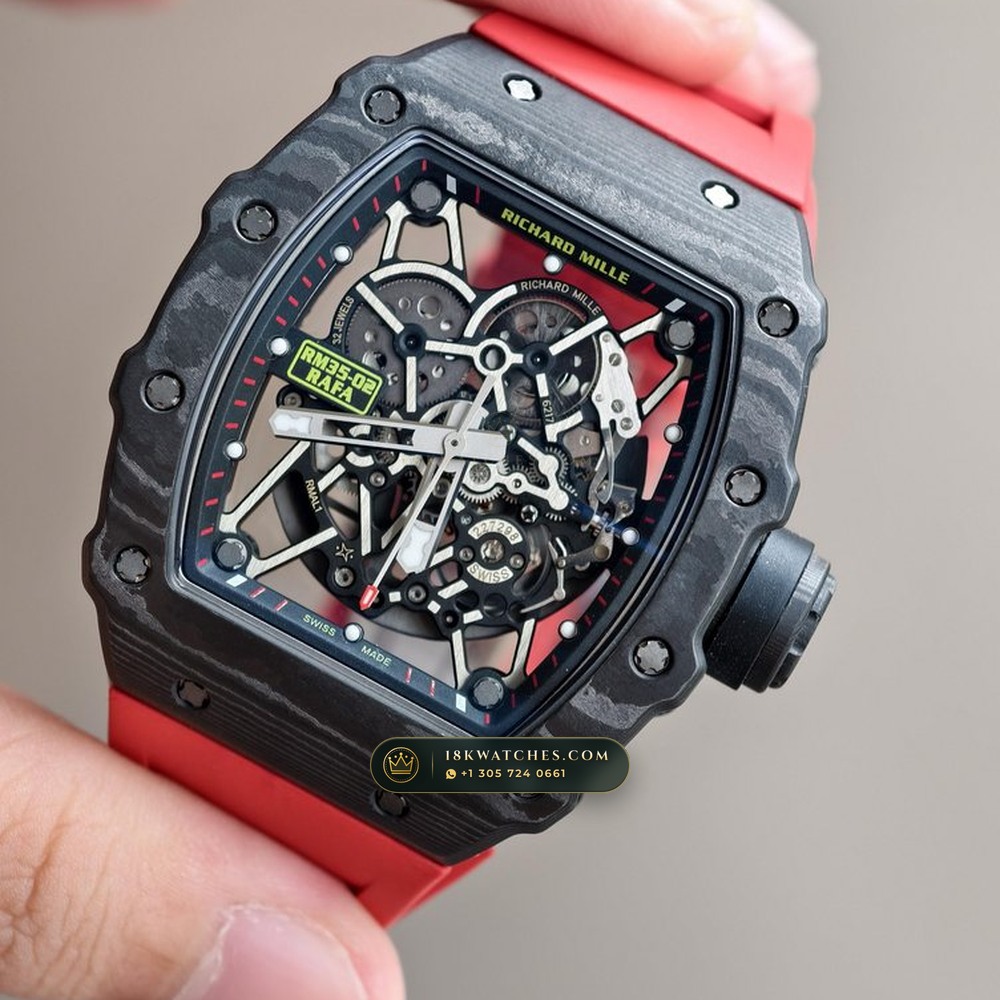 Richard Mille RM 35-02 Rafael Nadal Automatic Carbon TPT Skeleton — Studio Gallery Plate III in Carbon TPT & Grade 5 Titanium (50.2g Verified Mass, Richard Mille Cal. RMAL1 Variable-Geometry Rotor)
