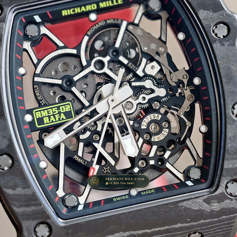 Richard Mille RM 35-02 Rafael Nadal Automatic Carbon TPT Skeleton — Studio Gallery Plate IV in Carbon TPT & Grade 5 Titanium (50.2g Verified Mass, Richard Mille Cal. RMAL1 Variable-Geometry Rotor)