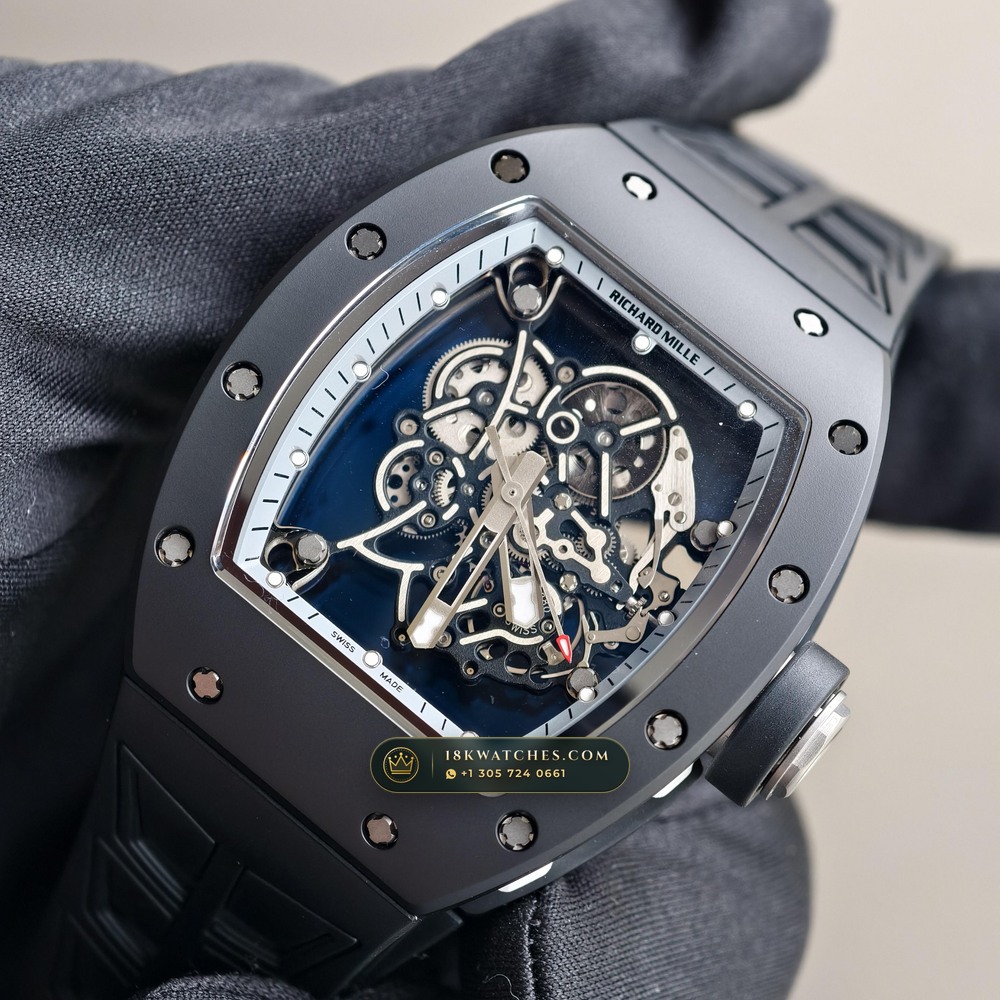 Richard Mille RM 055 Bubba Watson Manual Winding Asia Exclusive Edition — Studio Gallery Plate III in ATZ White Ceramic & Grade 5 Titanium (66.4g Verified Mass, Richard Mille Cal. RMUL2 Grade 5 Titanium Skeleton)