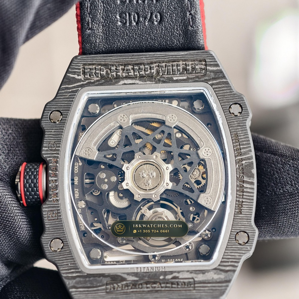 Richard Mille RM 67-02 Automatic Extra-Flat Italy Limited Edition Chronometer Regulated Spec — Studio Gallery Plate VI in Carbon TPT & Grade 5 Titanium (33.6g Verified Mass, Richard Mille Cal. CRMA7 Skeletonized Titanium)