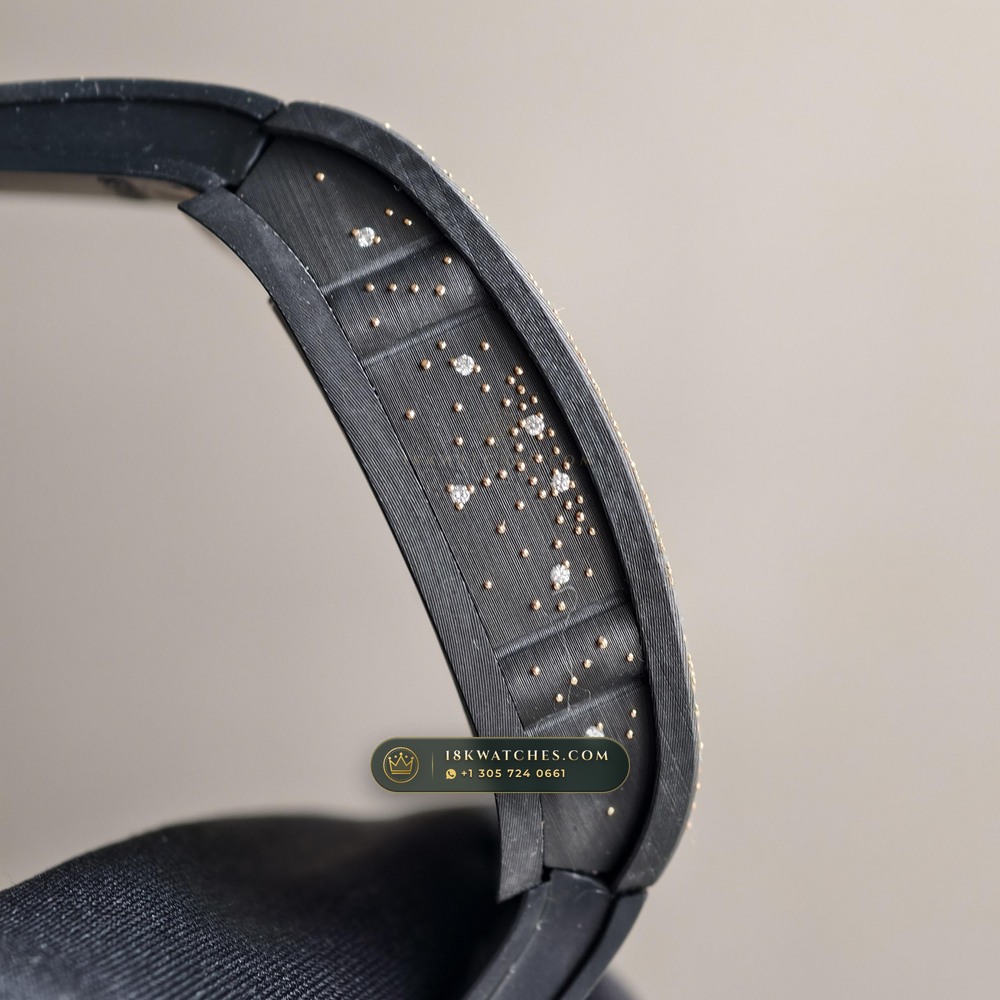 Richard Mille RM 07-01 Automatic Tonneau Dark Night Carbon TPT & Gold Leaf 5-Axis CNC Case — Studio Gallery Plate IV in Carbon TPT & Grade 5 Titanium (57.9g Verified Mass, Richard Mille Cal. CRMA2 Variable-Geometry Rotor)