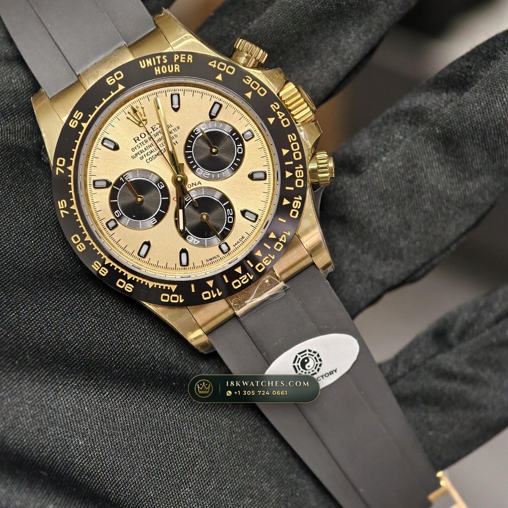 Rolex Cosmograph Daytona 18K Yellow Gold Deep Crystal Optics Ref. 116518LN — Studio Gallery Plate II in 18K Yellow Gold Au750 (160.7g Verified Mass, Rolex Manufacture Cal. 4130 - 72h Power Reserve)