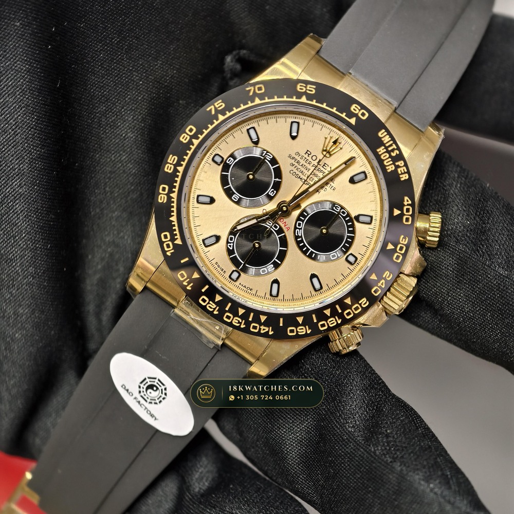 Rolex Cosmograph Daytona 18K Yellow Gold Deep Crystal Optics Ref. 116518LN — Studio Gallery Plate III in 18K Yellow Gold Au750 (160.7g Verified Mass, Rolex Manufacture Cal. 4130 - 72h Power Reserve)