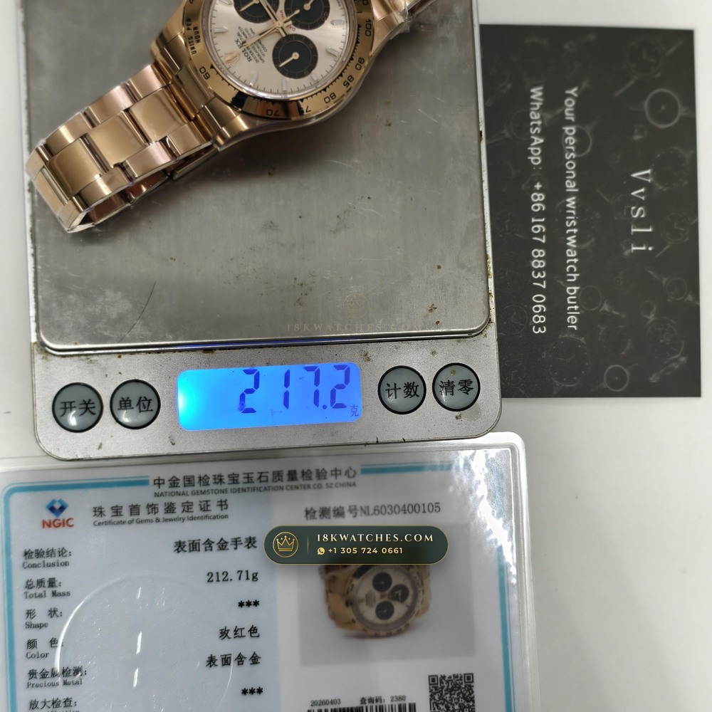 Rolex Cosmograph Daytona 18K Everose Gold Deep Crystal Optics Ref. 126505 — Studio Gallery Plate IX in 18K Rose Gold Au750 (216.9g Verified Mass, Rolex Manufacture Cal. 4131 - 72h Power Reserve)
