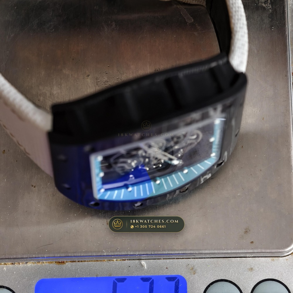 Richard Mille RM 055 Bubba Watson Yas Marina Carbon TPT & Turquoise — Studio Gallery Plate IX in ATZ White Ceramic & Grade 5 Titanium (66.9g Verified Mass, Richard Mille Cal. RMUL2 Grade 5 Titanium Skeleton)