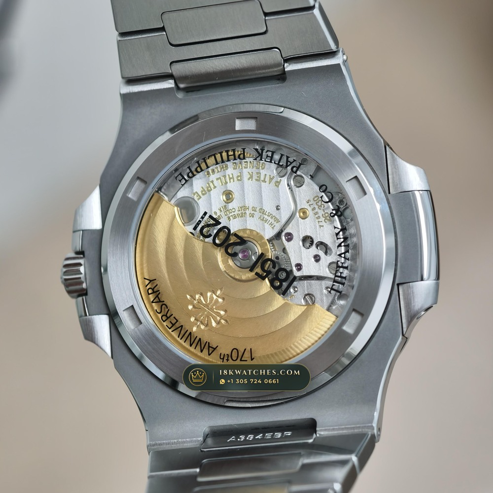 Patek Philippe Nautilus Self-Winding Tiffany Blue Dial Geneva Atelier Spec Ref. 5711/1A-018 — Studio Gallery Plate VII in 904L Stainless Steel Custom Architecture (115.2g Verified Mass, Patek Philippe Cal. 26-330 S C / Cal. 324 S C - 21K Gold Rotor)