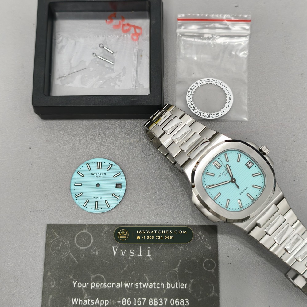 Patek Philippe Nautilus Self-Winding Tiffany Blue Dial Geneva Atelier Spec Ref. 5711/1A-018 — Studio Gallery Plate IX in 904L Stainless Steel Custom Architecture (115.2g Verified Mass, Patek Philippe Cal. 26-330 S C / Cal. 324 S C - 21K Gold Rotor)