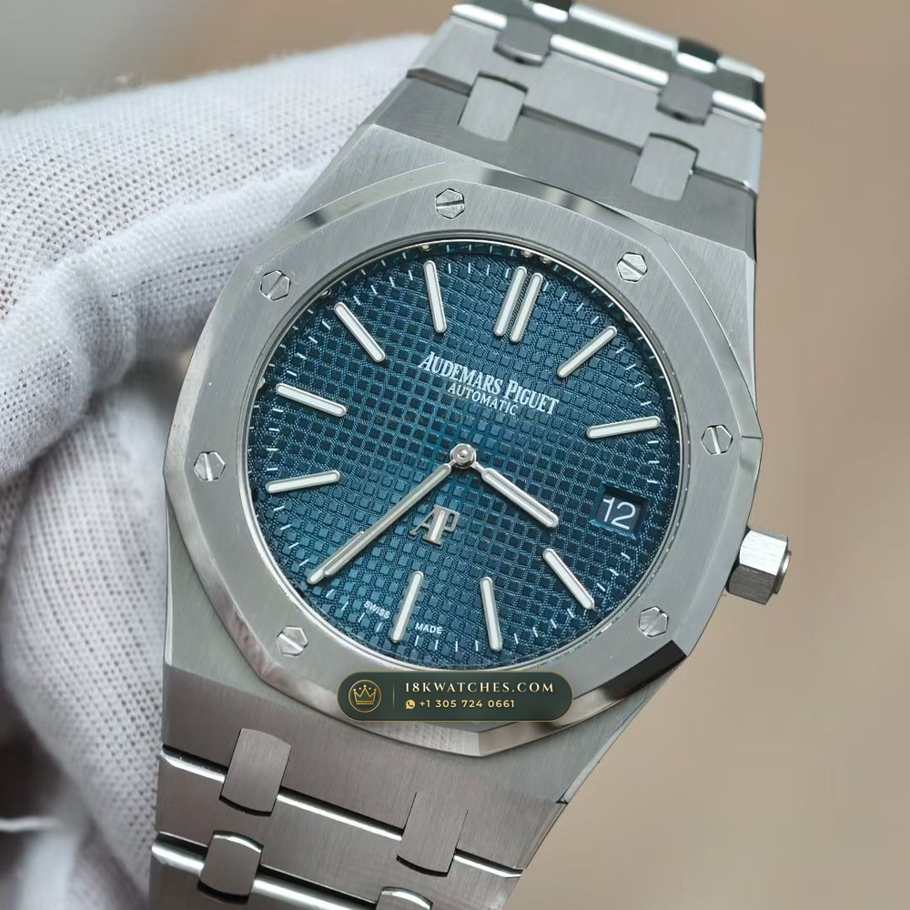 Audemars Piguet Royal Oak Jumbo Extra-Thin 39mm Custom Tapestry Dial 22K Gold Rotor Ref. 15202ST — Studio Gallery Plate III in 904L Stainless Steel Custom Architecture (103.2g Verified Mass, Audemars Piguet Cal. 2121 Ultra-Thin)
