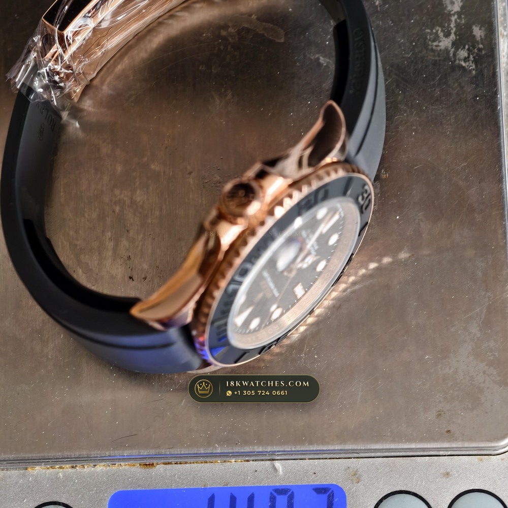 Rolex Yacht-Master 40 Matte Black Cerachrom & Oysterflex 18K Everose Gold Ref. 126655 — Studio Gallery Plate VIII in 18K Rose Gold Au750 (153.9g Verified Mass, Rolex Manufacture Cal. 3235 - 70h Power Reserve)