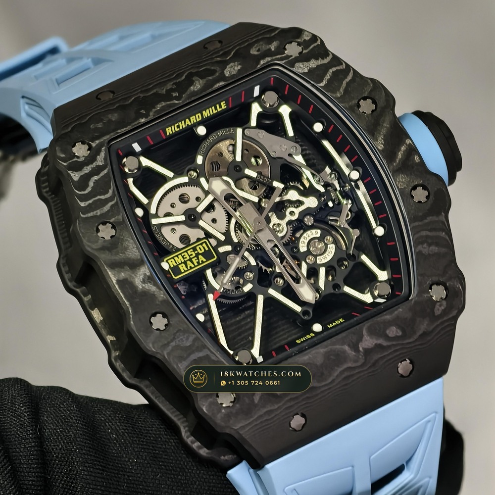 Richard Mille RM 35-01 Rafael Nadal Manual Winding Chronometer Regulated Spec — Studio Gallery Plate II in Carbon TPT & Grade 5 Titanium (50.1g Verified Mass, Richard Mille Cal. RMUL3 Grade 5 Titanium Skeleton)
