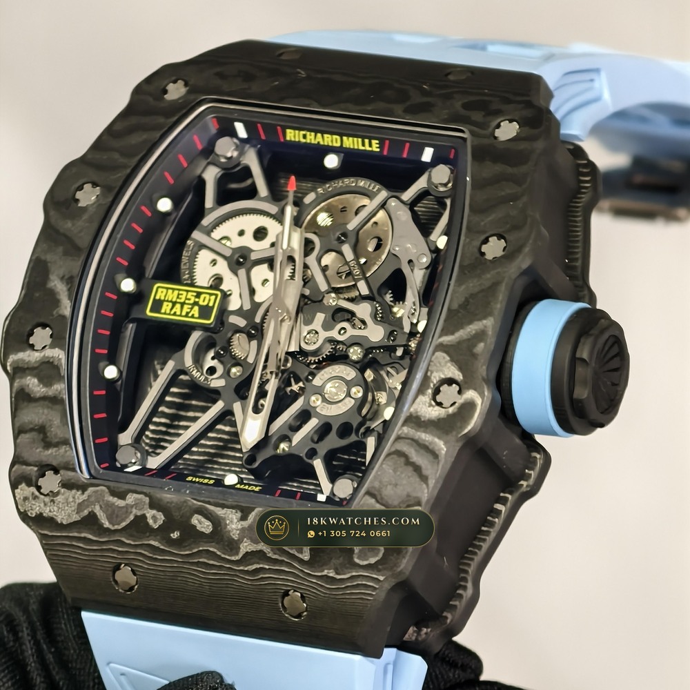Richard Mille RM 35-01 Rafael Nadal Manual Winding Chronometer Regulated Spec — Studio Gallery Plate III in Carbon TPT & Grade 5 Titanium (50.1g Verified Mass, Richard Mille Cal. RMUL3 Grade 5 Titanium Skeleton)
