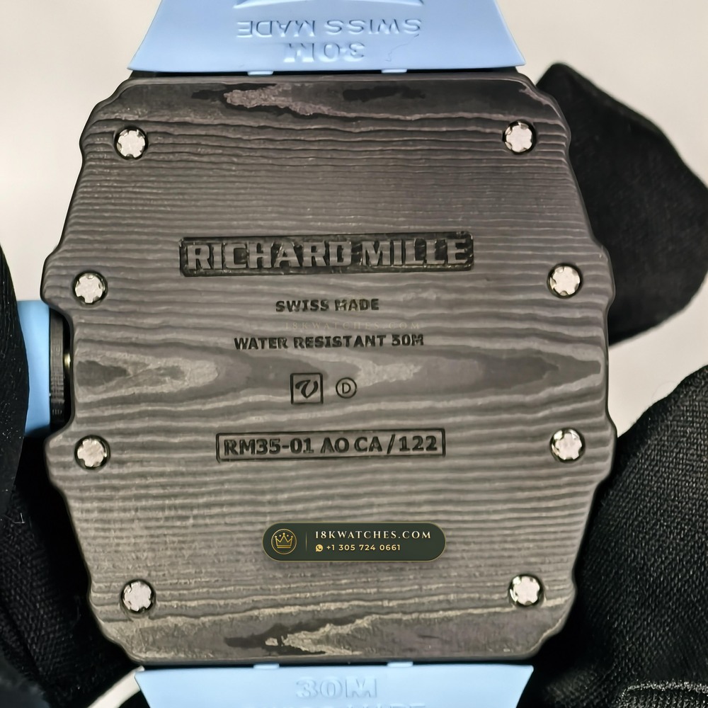 Richard Mille RM 35-01 Rafael Nadal Manual Winding Chronometer Regulated Spec — Studio Gallery Plate VII in Carbon TPT & Grade 5 Titanium (50.1g Verified Mass, Richard Mille Cal. RMUL3 Grade 5 Titanium Skeleton)
