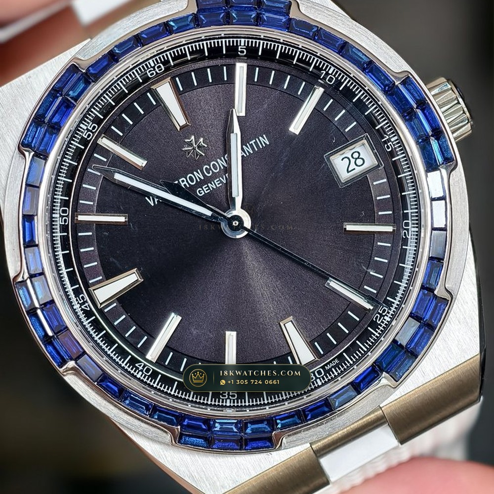 Vacheron Constantin Overseas Self-Winding 41mm Baguette Sapphire Bezel 18K White Gold Ref. 4500V/110G-B705 — Studio Gallery Plate IV in 18K White Gold Au750 (188.3g Verified Mass, Vacheron Constantin Cal. 5100 - 22K Gold Maltese Rotor)