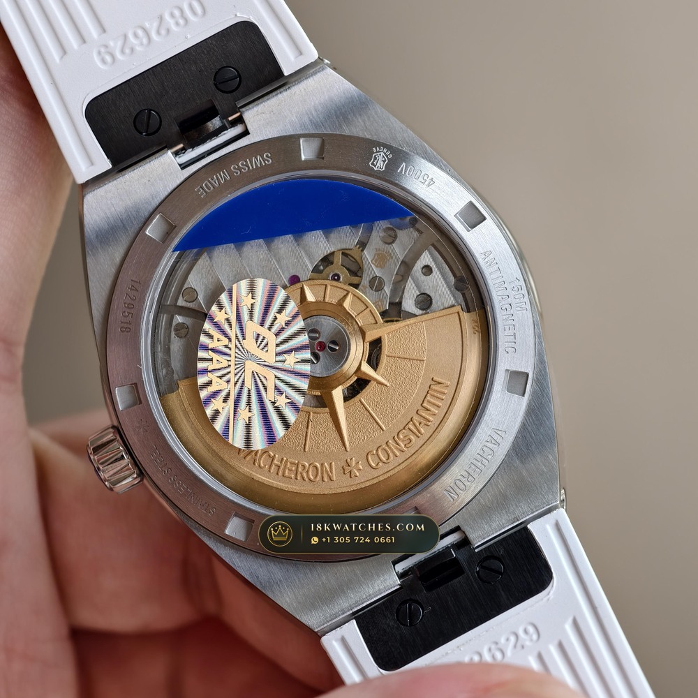 Vacheron Constantin Overseas Self-Winding 41mm Baguette Sapphire Bezel 18K White Gold Ref. 4500V/110G-B705 — Studio Gallery Plate VIII in 18K White Gold Au750 (188.3g Verified Mass, Vacheron Constantin Cal. 5100 - 22K Gold Maltese Rotor)