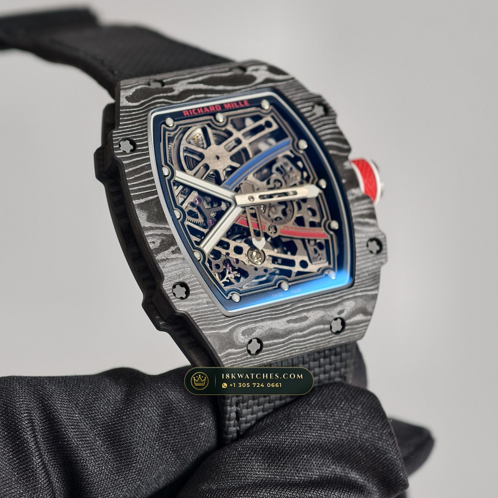 Richard Mille RM 67-02 Automatic Extra-Flat Sebastien Ogier Carbon TPT Hand-Chamfered Bevel Spec — Studio Gallery Plate III in Carbon TPT & Grade 5 Titanium (33.3g Verified Mass, Richard Mille Cal. CRMA7 Skeletonized Titanium)
