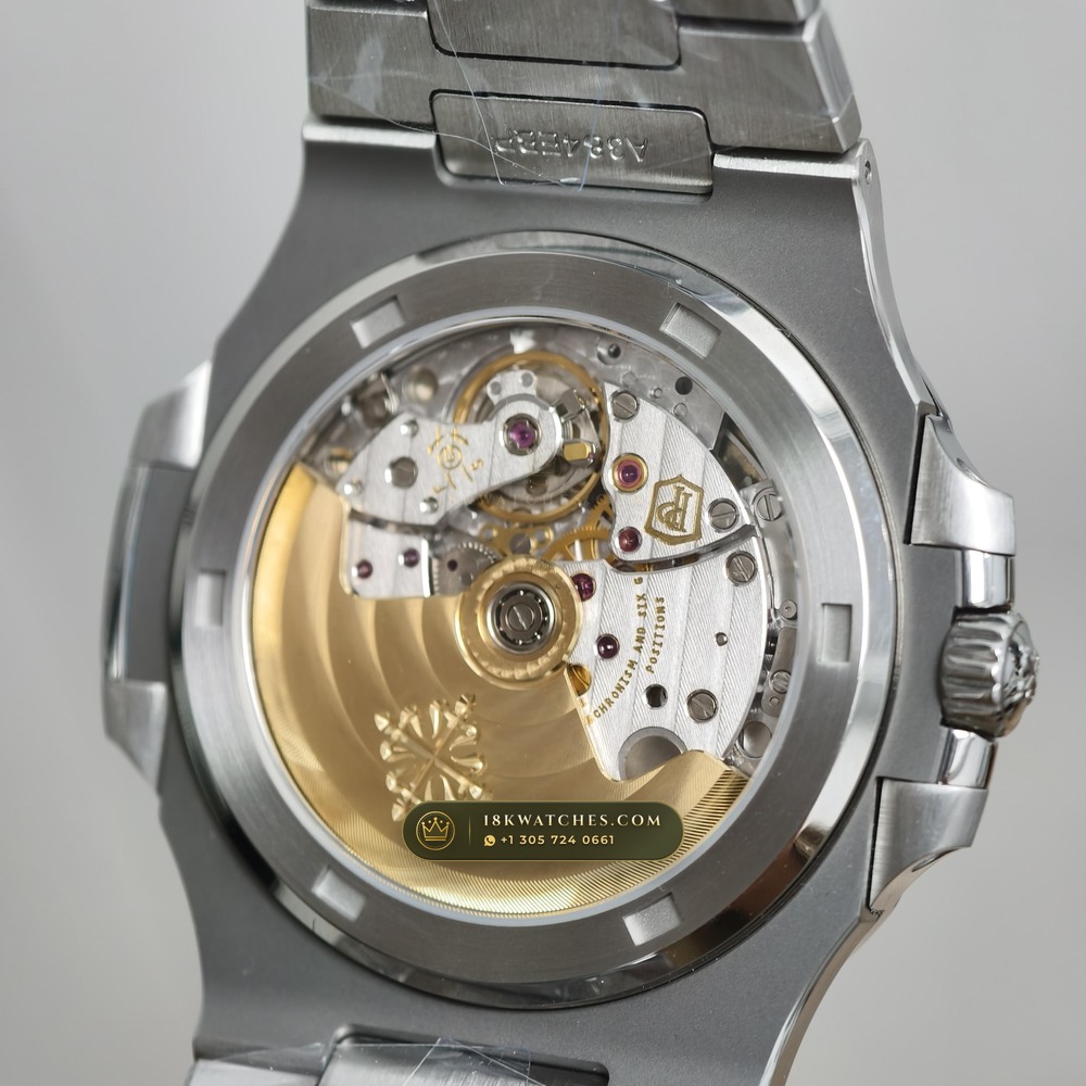 Patek Philippe Nautilus Self-Winding Custom SW Dial 22K Gold Rotor Ref. 5711/1A-014 — Studio Gallery Plate VIII in 904L Stainless Steel Custom Architecture (114.7g Verified Mass, Patek Philippe Cal. 26-330 S C / Cal. 324 S C - 21K Gold Rotor)