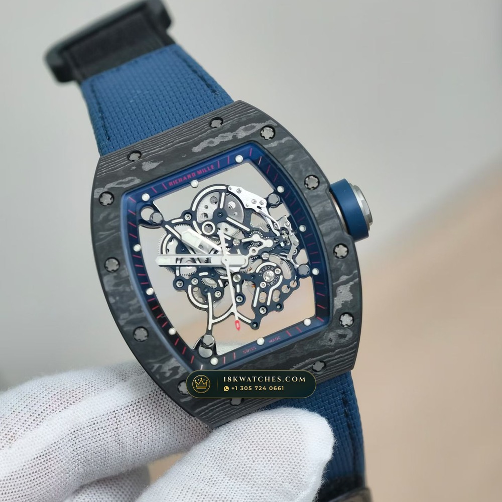 Richard Mille RM 055 Bubba Watson Manual Winding Americas Limited Edition — Studio Gallery Plate II in Carbon TPT & Grade 5 Titanium (66.1g Verified Mass, Richard Mille Cal. RMUL2 Grade 5 Titanium Skeleton)