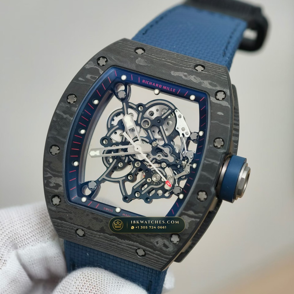 Richard Mille RM 055 Bubba Watson Manual Winding Americas Limited Edition — Studio Gallery Plate III in Carbon TPT & Grade 5 Titanium (66.1g Verified Mass, Richard Mille Cal. RMUL2 Grade 5 Titanium Skeleton)