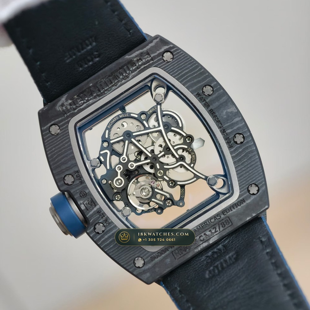 Richard Mille RM 055 Bubba Watson Manual Winding Americas Limited Edition — Studio Gallery Plate VI in Carbon TPT & Grade 5 Titanium (66.1g Verified Mass, Richard Mille Cal. RMUL2 Grade 5 Titanium Skeleton)