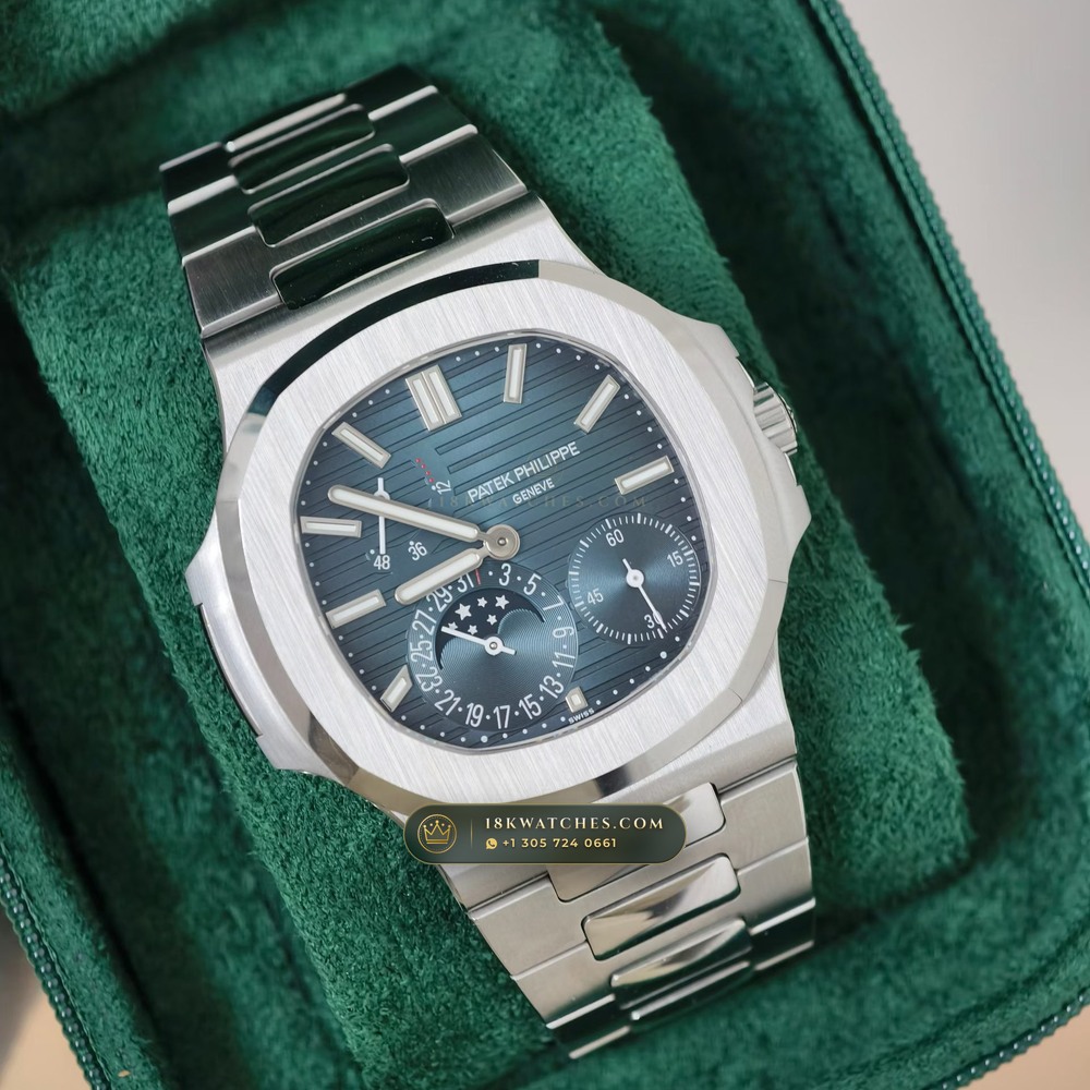 Patek Philippe Nautilus Moonphase & Power Reserve Ref. 5712A — Studio Gallery Plate II in 904L Stainless Steel Custom Architecture (116.5g Verified Mass, Patek Philippe Cal. 240 PS IRM C LU - 22K Gold Micro-Rotor)