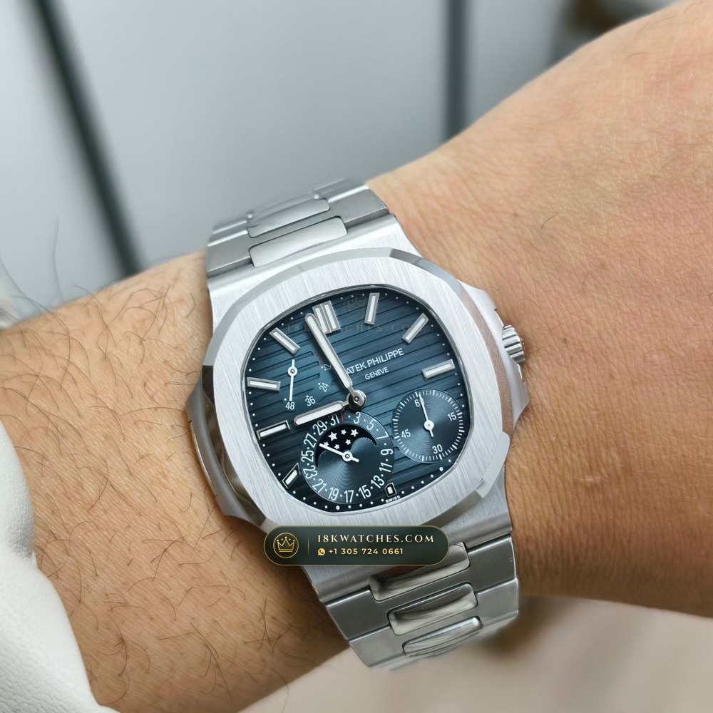 Patek Philippe Nautilus Moonphase & Power Reserve Ref. 5712A — Studio Gallery Plate IX in 904L Stainless Steel Custom Architecture (116.5g Verified Mass, Patek Philippe Cal. 240 PS IRM C LU - 22K Gold Micro-Rotor)