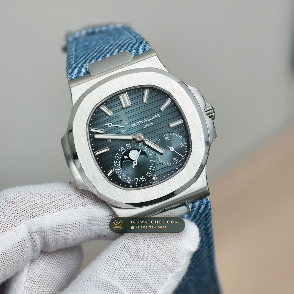 Patek Philippe Nautilus Moonphase & Power Reserve Custom SW Dial Ref. 5712A — Studio Gallery Plate II in 904L Stainless Steel Custom Architecture (116.5g Verified Mass, Patek Philippe Cal. 240 PS IRM C LU - 22K Gold Micro-Rotor)