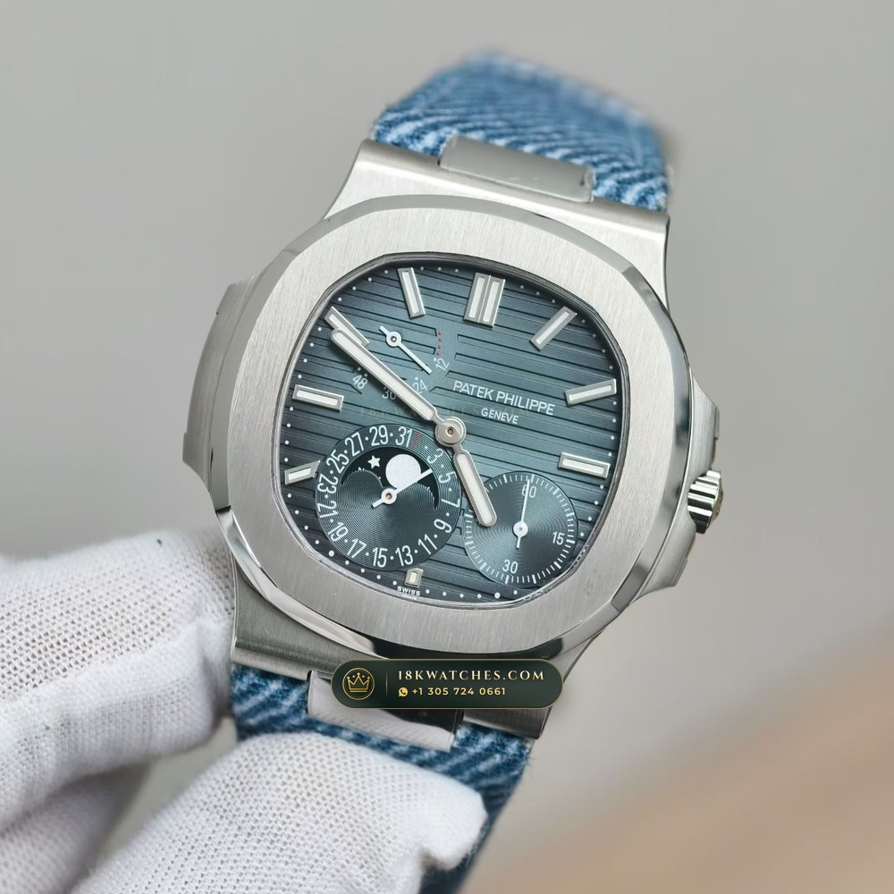 Patek Philippe Nautilus Moonphase & Power Reserve Custom SW Dial Ref. 5712A — Studio Gallery Plate III in 904L Stainless Steel Custom Architecture (116.5g Verified Mass, Patek Philippe Cal. 240 PS IRM C LU - 22K Gold Micro-Rotor)