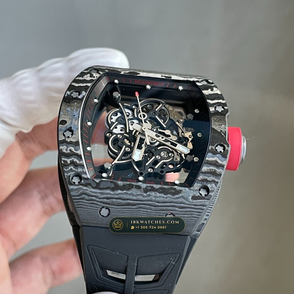 Richard Mille RM 055 Bubba Watson Manual Winding Americas Limited Edition 5-Axis CNC Case — Studio Gallery Plate III in ATZ White Ceramic & Grade 5 Titanium (66.5g Verified Mass, Richard Mille Cal. RMUL2 Grade 5 Titanium Skeleton)