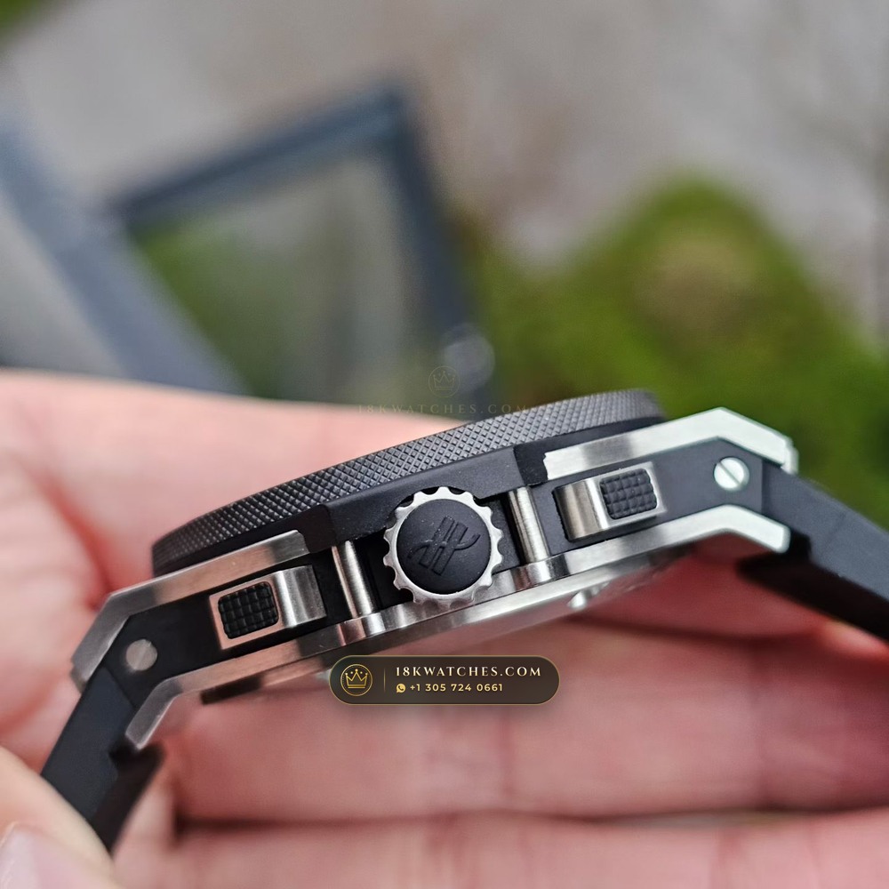 Hublot Big Bang Original Chronograph 44mm Cal. HUB4100 Ref. 301.SX.1170.RX — Studio Gallery Plate VI in 904L Stainless Steel Custom Architecture (120.8g Verified Mass, Hublot Unico Flyback Chronograph Cal. HUB1280)