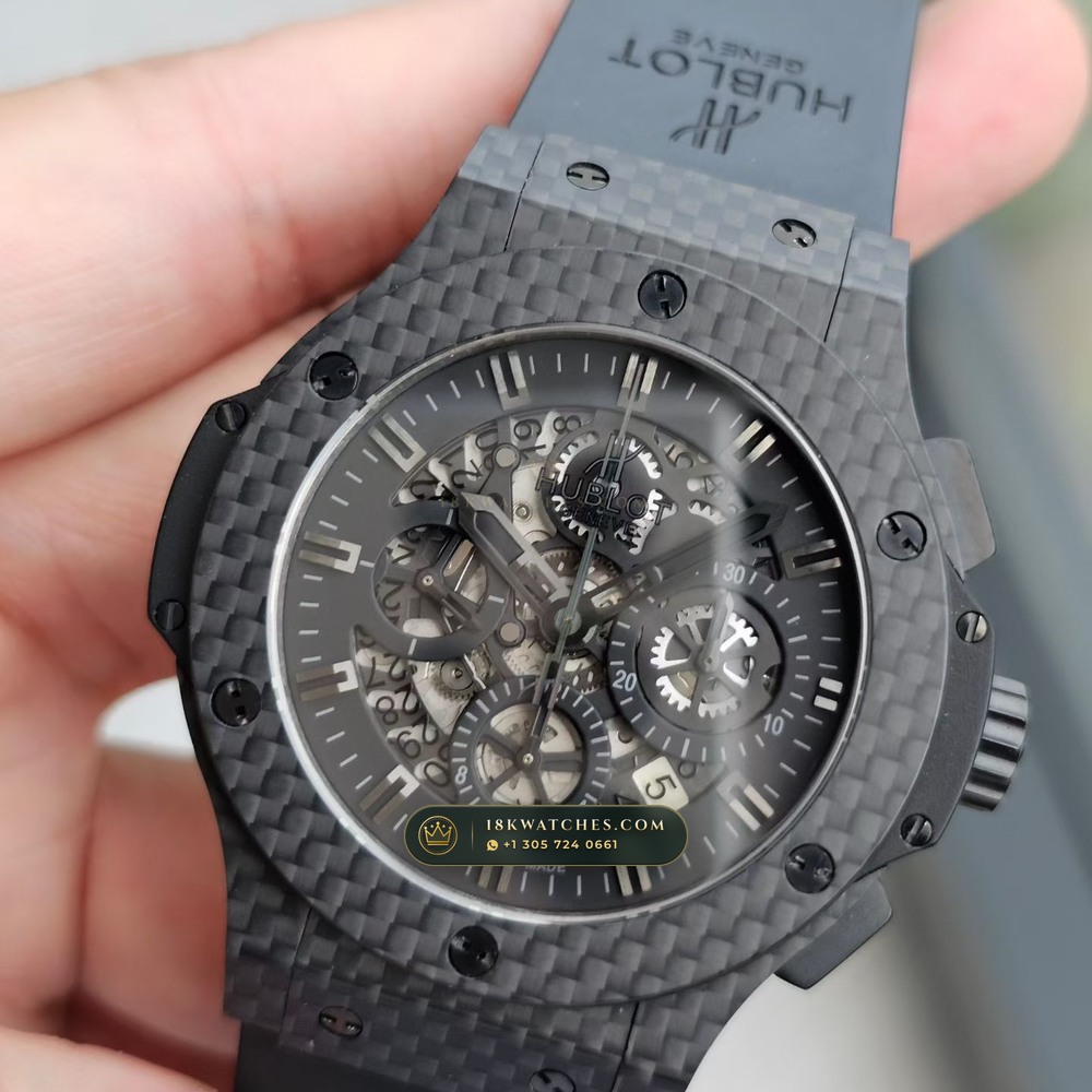 Hublot Big Bang Evolution Chronograph 44mm Cal. HUB4200 Ref. 301.QX.1740.RX — Studio Gallery Plate II in Forged Carbon TPT & Titanium (120.8g Verified Mass, Hublot Unico Flyback Chronograph Cal. HUB1280)
