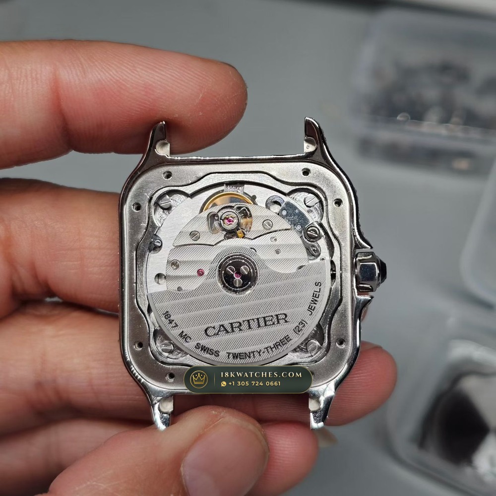 Cartier Santos de Cartier Medium 35.1mm Cal. 1847MC Ref. WSSA0029 — Studio Gallery Plate IV in 904L Stainless Steel Custom Architecture (115.8g Verified Mass, Cartier Manufacture Cal. 1847 MC / Skeleton Cal. 9611 MC)