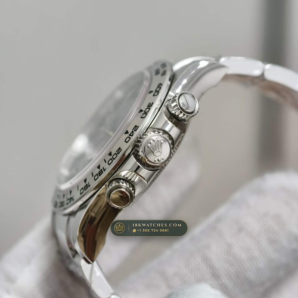 Rolex Cosmograph Daytona 18K White Gold Hand-Chamfered Bevel Spec Ref. 126509 — Studio Gallery Plate V in 18K White Gold Au750 (216.9g Verified Mass, Rolex Manufacture Cal. 4131 - 72h Power Reserve)