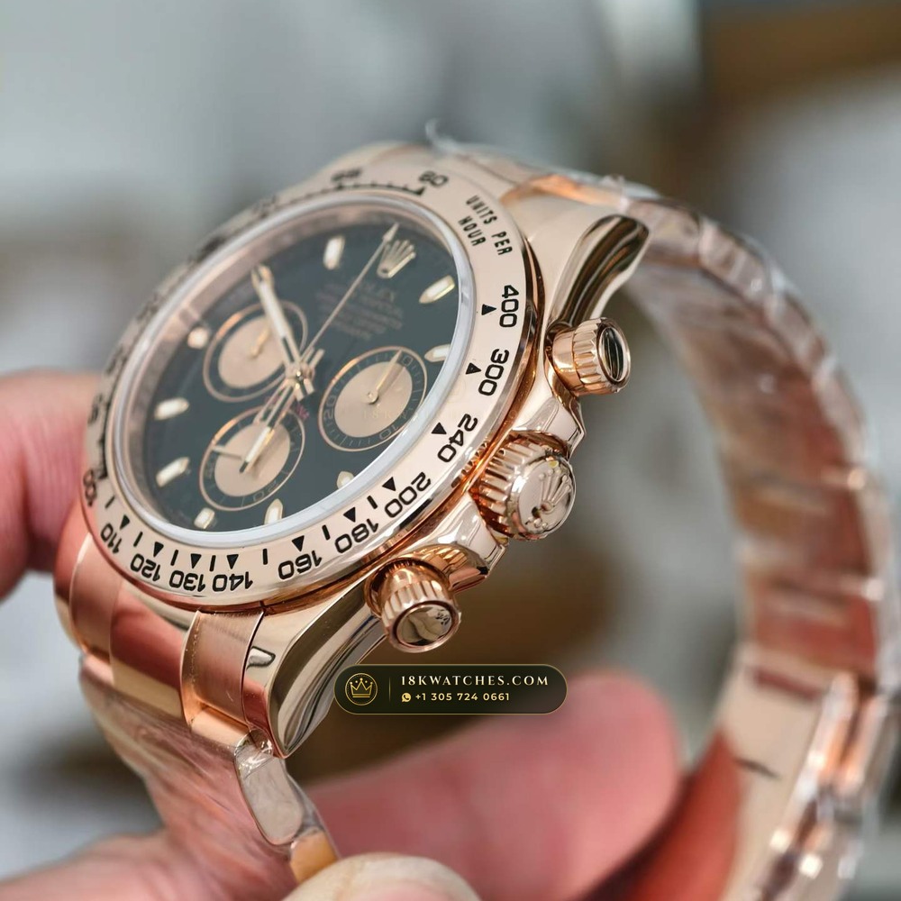 Rolex Cosmograph Daytona 18K Everose Gold Deep Crystal Optics Ref. 116505 — Studio Gallery Plate IV in 18K Rose Gold Au750 (216.8g Verified Mass, Rolex Manufacture Cal. 4130 - 72h Power Reserve)