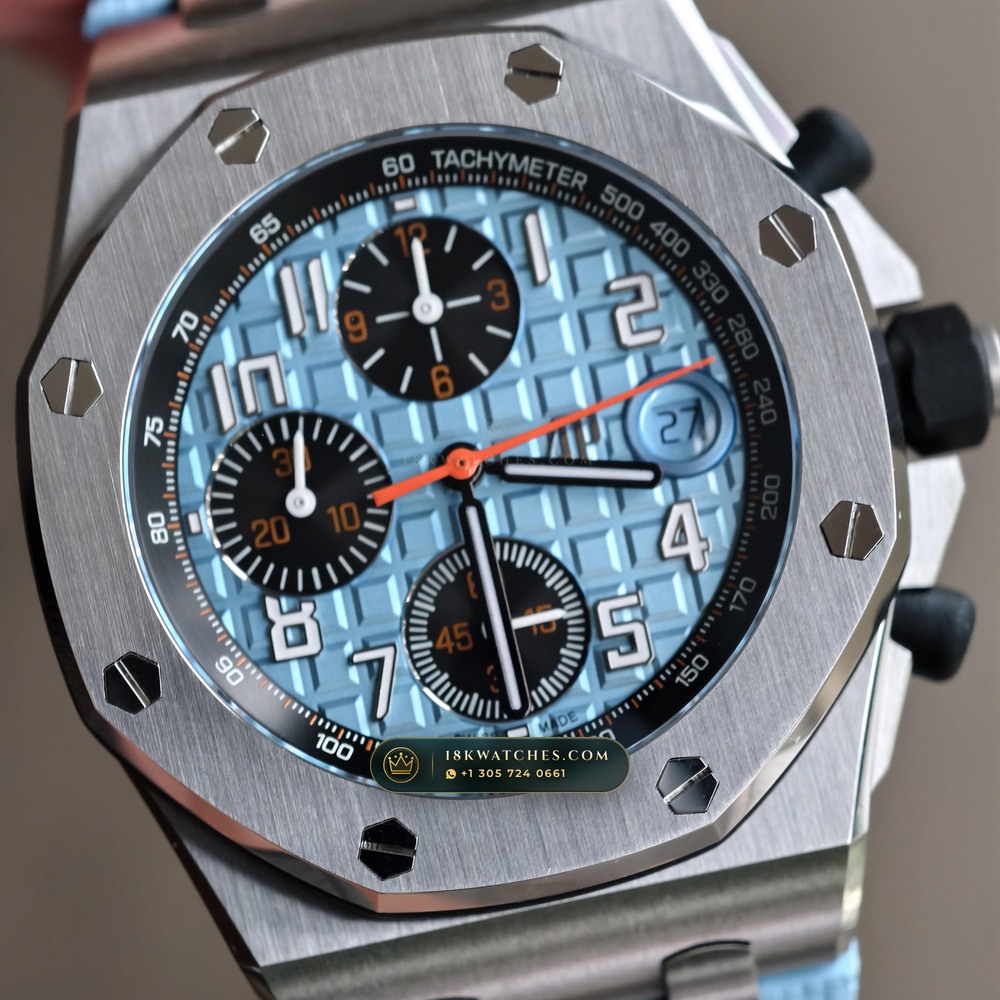Audemars Piguet Royal Oak Offshore Selfwinding Chronograph 43mm Ref. 26238ST.OO.A340CA.01 — Studio Gallery Plate IV in 904L Stainless Steel Custom Architecture (174.8g Verified Mass, Audemars Piguet Cal. 4401 Flyback Chronograph)